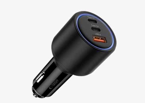 Automobilinis įkroviklis 12-24V 2xUSB C + USB 175W juodas Tech-Protect CC04